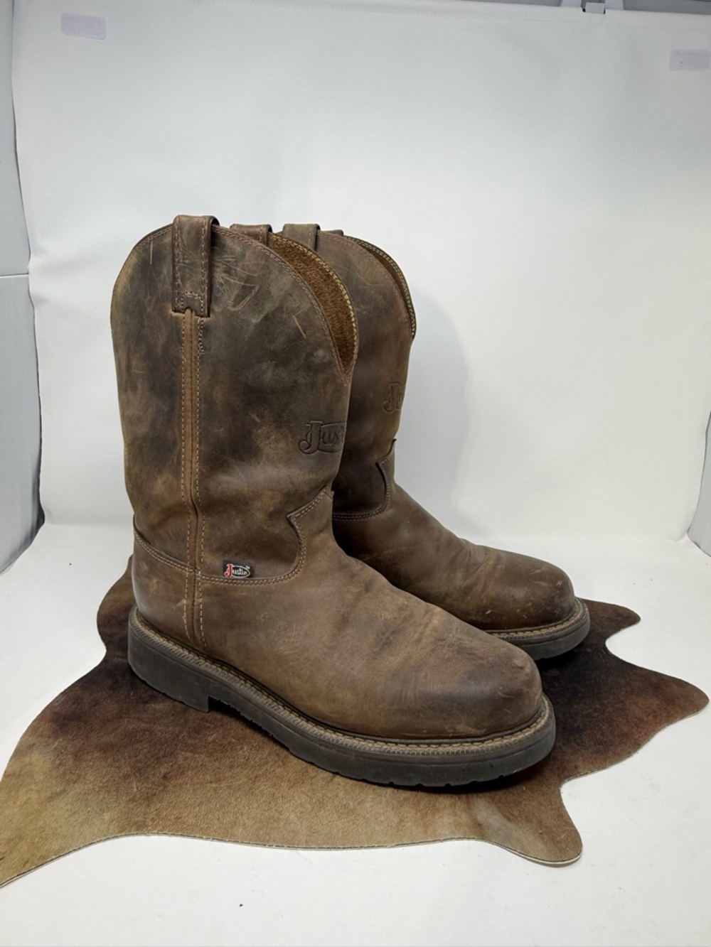 EUC Justin Boots Leather Pull-On Western Work Boots Sz 11.5 D (SLUERA)